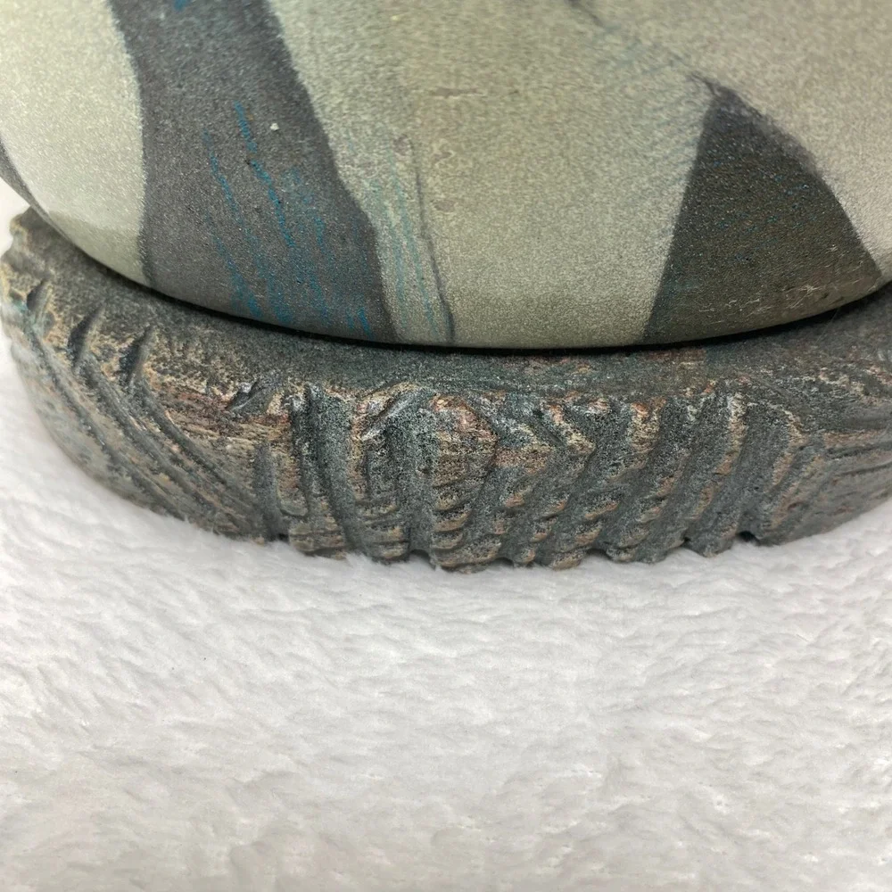 Unique Pottery Ceramic Signed Vase Abstract Design‎ Nude Couple Textured Base